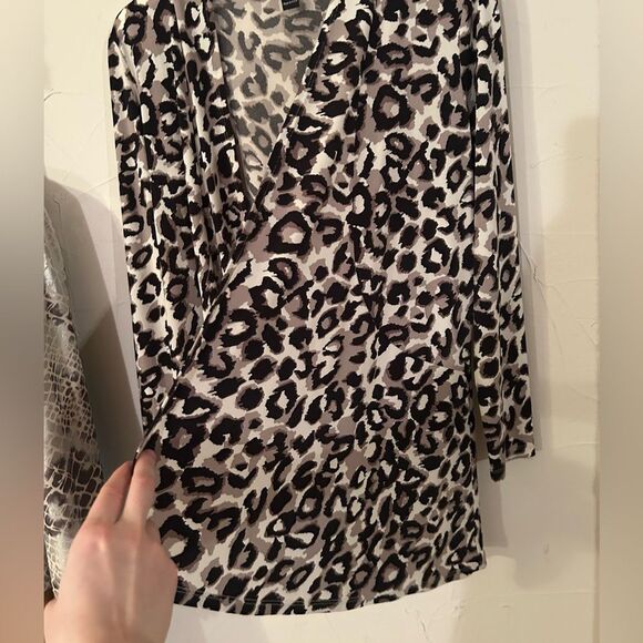 Clara Sun Woo USA Womens Size Small Animal Print Stretchy Open Front Cardigan - Picture 9 of 13
